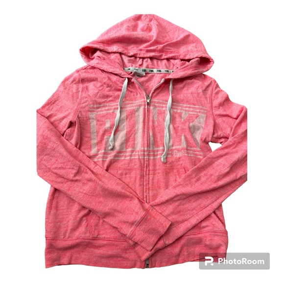 PINK zip up sweater. Size medium - Picture 1 of 7